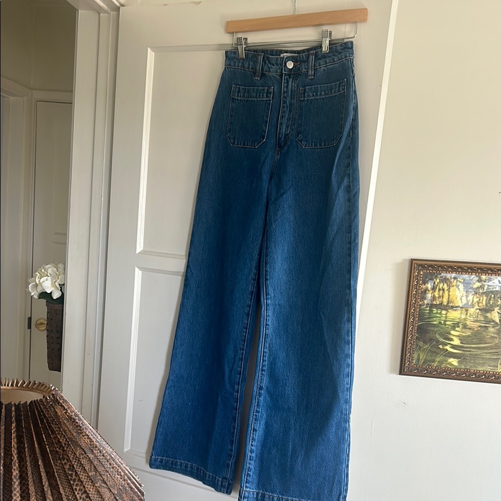 Rollas Sailor Jean High Rise Wide Leg Ashley Blue Jean